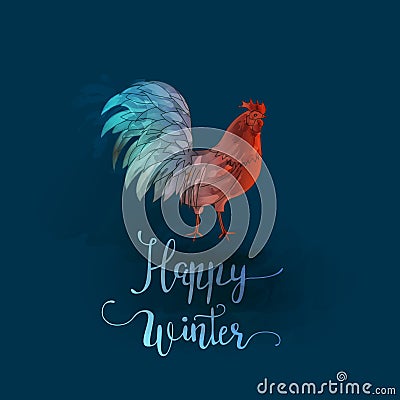 Chinese New Year of the Rooster. Vector Illustration