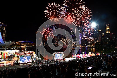 Chinese New Year`s Eve Fireworks at Marina Bay Editorial Stock Photo