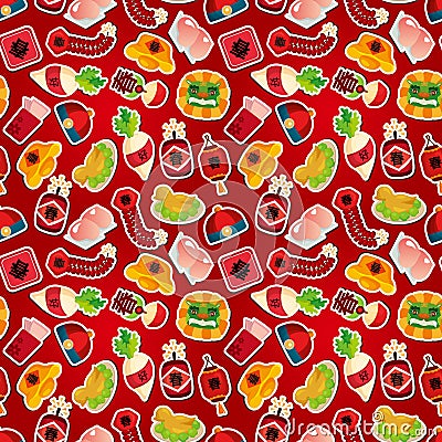 Chinese New Year seamless pattern Vector Illustration