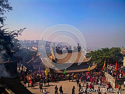 Chinese New Year temple fair, pray for friends and family Editorial Stock Photo