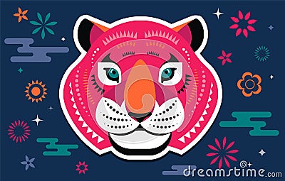 Chinese new year 2022 year of the tiger - Chinese zodiac symbol, Lunar new year concept, modern background design Vector Illustration