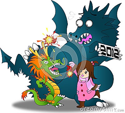 Chinese new year vs. Zodiac year 2012 !! Stock Photo