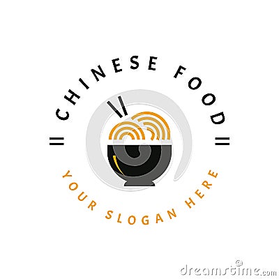 Chinese noodle logo. Asian food simple line icon for logotype. Vector design illustration Vector Illustration