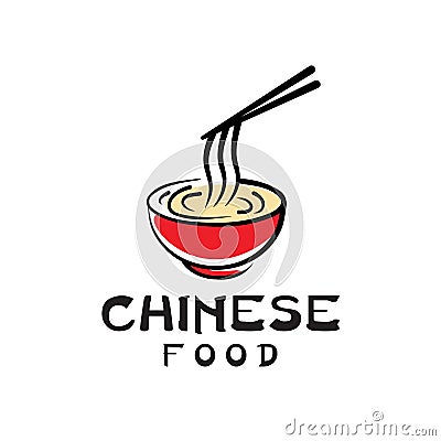 Chinese noodle restaurant vector logo design Vector Illustration