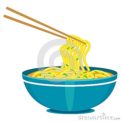 Chinese Noodles and Chopsticks Vector Illustration