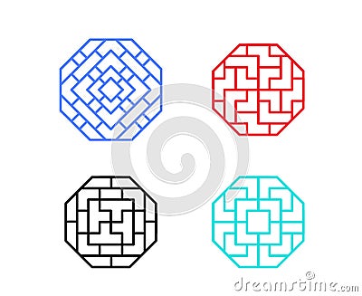 Chinese octagon window frame and symbol in vector Vector Illustration