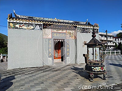 Chinese old temple in kam tin hongkong Editorial Stock Photo