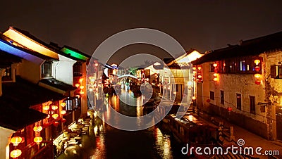 Chinese old town night scenes Stock Photo