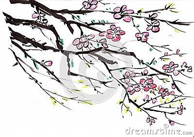 Chinese paint flower Stock Photo