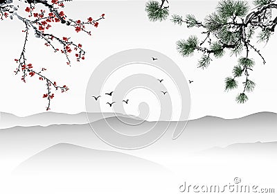 Chinese painting Vector Illustration