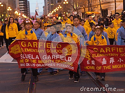 Chinese Parade 2016 San Francisco CA Garfield Elementary Editorial Stock Photo