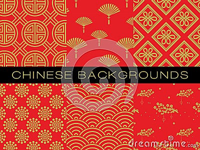 Chinese pattern set with traditional designs. Vector Illustration