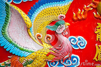 Chinese phoenix sculpture Stock Photo