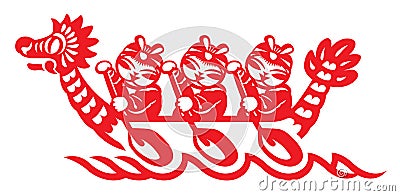 Chinese play the Dragon boat Vector Illustration