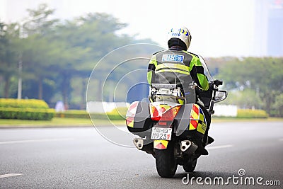 Chinese police driving motor Editorial Stock Photo