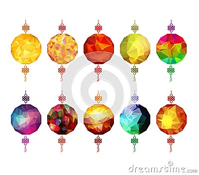 Chinese polygonal Lantern Collection. Chinese new year and mid autumn festival Stock Photo