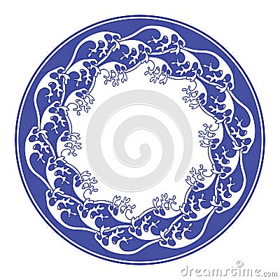 Chinese porcelane round frame. Vector Illustration