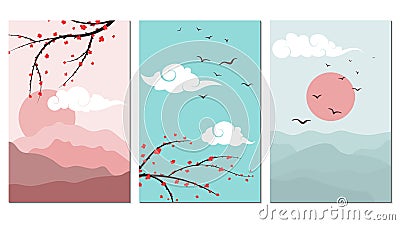 chinese posters set Vector Illustration