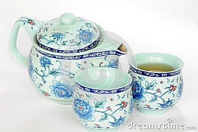Chinese pottery teaset Stock Photo