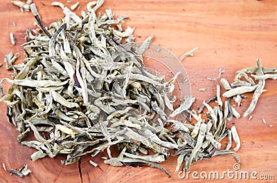 Chinese pressed white tea, silver needle Stock Photo