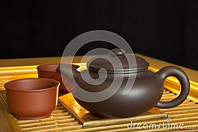 Chinese puer tea and tea set Stock Photo