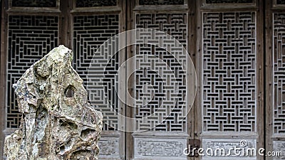 Chinese Qing Dynasty Wood Carving Architecture Editorial Stock Photo