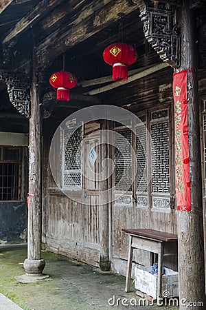 Chinese Qing Dynasty Wood Carving Architecture Editorial Stock Photo