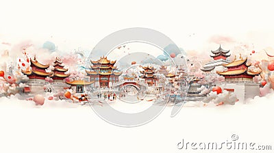 Chinese realm of imagination and wonder captivates senses.AI Generated Stock Photo