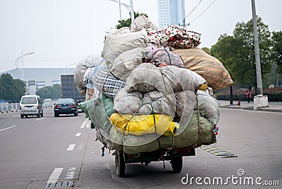 Chinese recycling trader Stock Photo