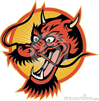 Chinese Red Dragon Vector Illustration