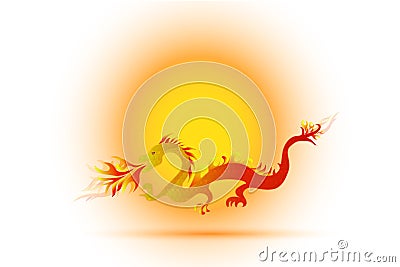 Chinese red dragon icon id card vector image logo Vector Illustration