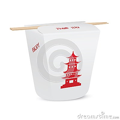 Chinese restaurant closed take out box Vector Illustration