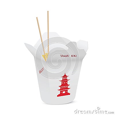 Chinese restaurant opened take out box Vector Illustration