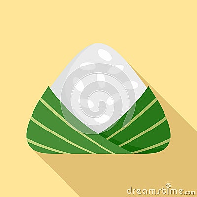 Chinese rice dumplings icon, flat style Vector Illustration