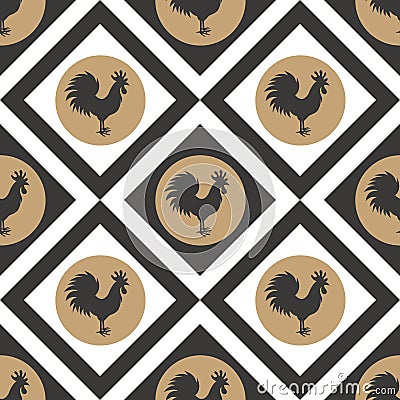 Chinese rooster year seamless Vector Illustration