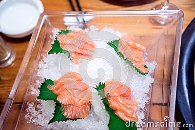chinese salad.Salmon with vegetables Stock Photo