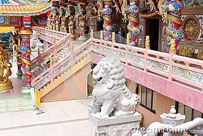 Chinese sculpture Made of stone decorated inside the shrine area. Editorial Stock Photo