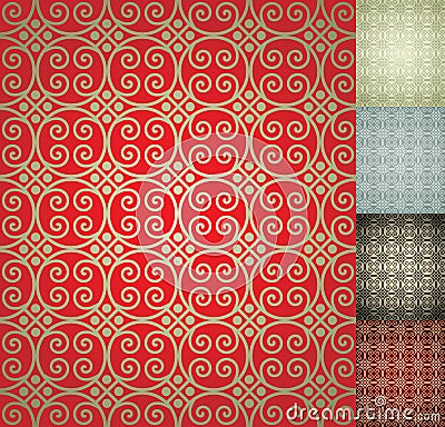 Chinese Seamless Damask wallpaper background Vector Illustration