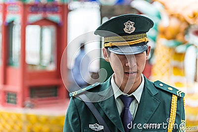 Chinese security guard - Beijing police, China Editorial Stock Photo