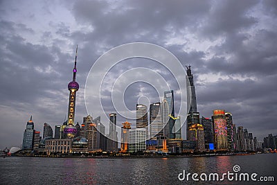 Chinese Shanghai the Bund night Editorial Stock Photo