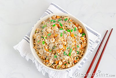 Chinese Shrimp Fried Rice, Popular Chinese Take Out Food Stock Photo