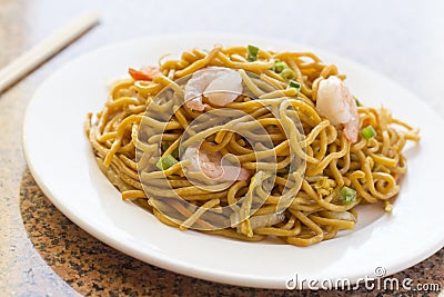 Chinese Shrimp Lo Mein Stock Photo