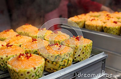 Chinese snacks on the street--Pineapple Rice Stock Photo