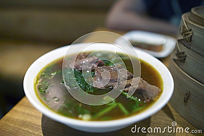 Chinese spicy beef soup Stock Photo