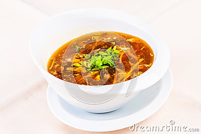 Chinese spicy and sour soup with chicken Stock Photo