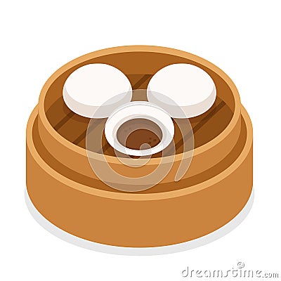 Chinese steamed pork buns Vector Illustration