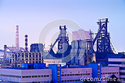 Chinese steelworks Industrial building at night Stock Photo