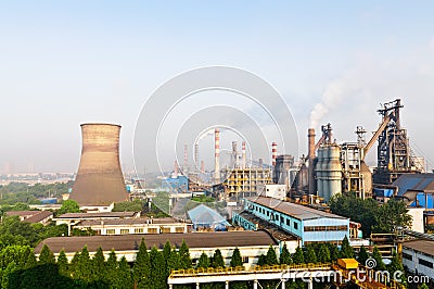 Chinese steelworks panoramic view in the daytime Stock Photo