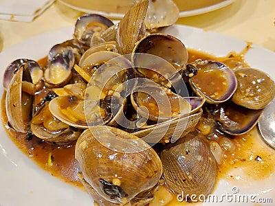 Chinese Stir Fry Clams Stock Photo