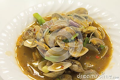 Chinese Stir Fry with Clams Closeup Stock Photo